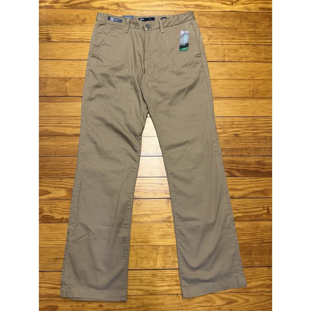 BKE Jake Straight Men's Khaki Pants 33x34 Buckle Regular Fit Stretch Coolmax